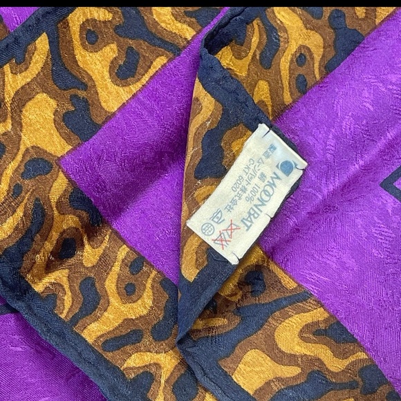 Givenchy Vintage Color Block and Leopard Print Silk Scarf - Picture 4 of 6